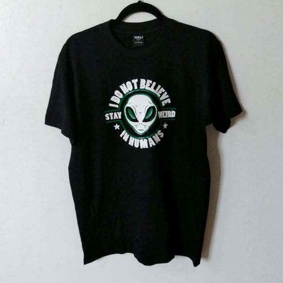 Humans Short Sleeve Crew Neck Black T-Shirt - Picture 2 of 5